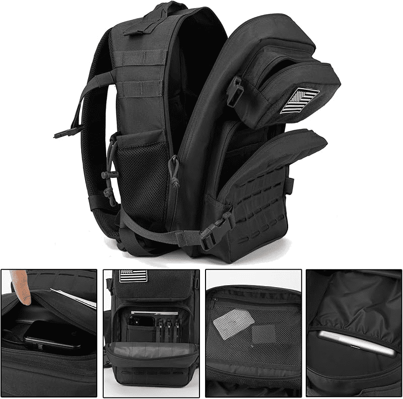 25L/45L Durable Nylon Hiking Backpack for Men, Multi-Day Camping & Travel Backpack with MOLLE System & Side Bottle Pockets