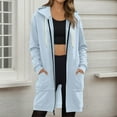 thumbnail image 2 of Resicozy Women's Lightweight Zip Up Hoodies Oversized Long Sleeve Sweatshirts Casual Fall Jacket Coat with Pocket Light Blue 2XL, 2 of 5