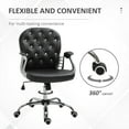 thumbnail image 6 of Vinsetto PU Leather Home Office Chair, Button Tufted Desk Chair with Padded Armrests, Adjustable Height and Swivel Wheels, Black, 6 of 10
