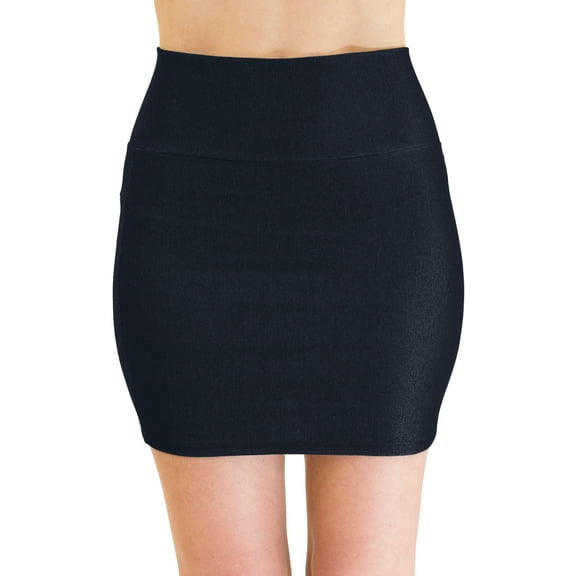 Vivian's Fashions Skirt - Knit Denim Mini Skirt (Junior and Junior Plus Sizes)