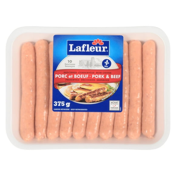 Saucisses à déjeuner de porc et de bœuf frais Lafleur Quantité volumétrique : 375g