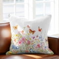 thumbnail image 2 of Spring Watercolor Throw Pillow Cover Colorful Butterfly Flowers Plants Cotton Linen Cushion Cover Throw Pillow Case with Invisible Zipper for Couch Sofa Bed Chair Car 18x18 Inch, 2 of 14