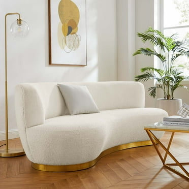 Modway Kindred Boucle Upholstered Upholstered Fabric Sofa in Gold Ivory