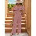 thumbnail image 4 of Plisados A Rayas para Mujer, Elegantes, de Verano, con Tirantes y Pantalones de Pierna , . Vino Tinto M, 4 of 7