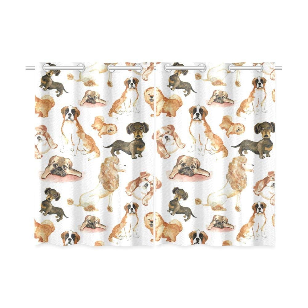 CADecor Animal Patterns Window Kitchen Curtain, Dogs Window Treatment