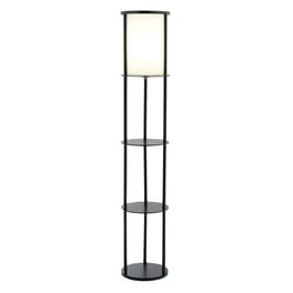 Floor Lamp With Black Wood Finish Storage Shelves Floor Lamp With Black Wood Finish Storage Shelves