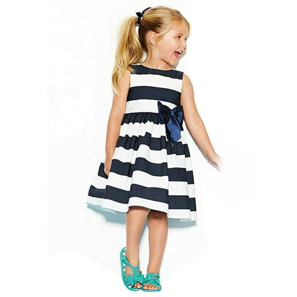 Esho Kid Girls Summer One Piece Dress A Line Striped Bowknot Skirts Tutu Dress Walmart Com Walmart Com