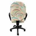 thumbnail image 3 of Abstract Office Chair Slipcover, Wave Inspired Colorful Retro Groovy Pattern, Protective Stretch Decorative Fabric Cover, Standard Size, Multicolor, by Ambesonne, 3 of 5