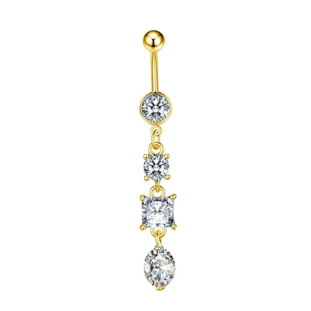 Piercing para el ombligo, joyería corporal, aro de moda para piercing en el ombligo, anillos colgantes Dorado