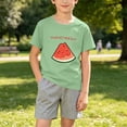 thumbnail image 5 of Amidoa Girls Summer Outfit Sets 2 Piece Graphic T-Shirt Short Sleeve and Casual Pants Set Kids Clothing Sets Green Size 6, 5 of 5