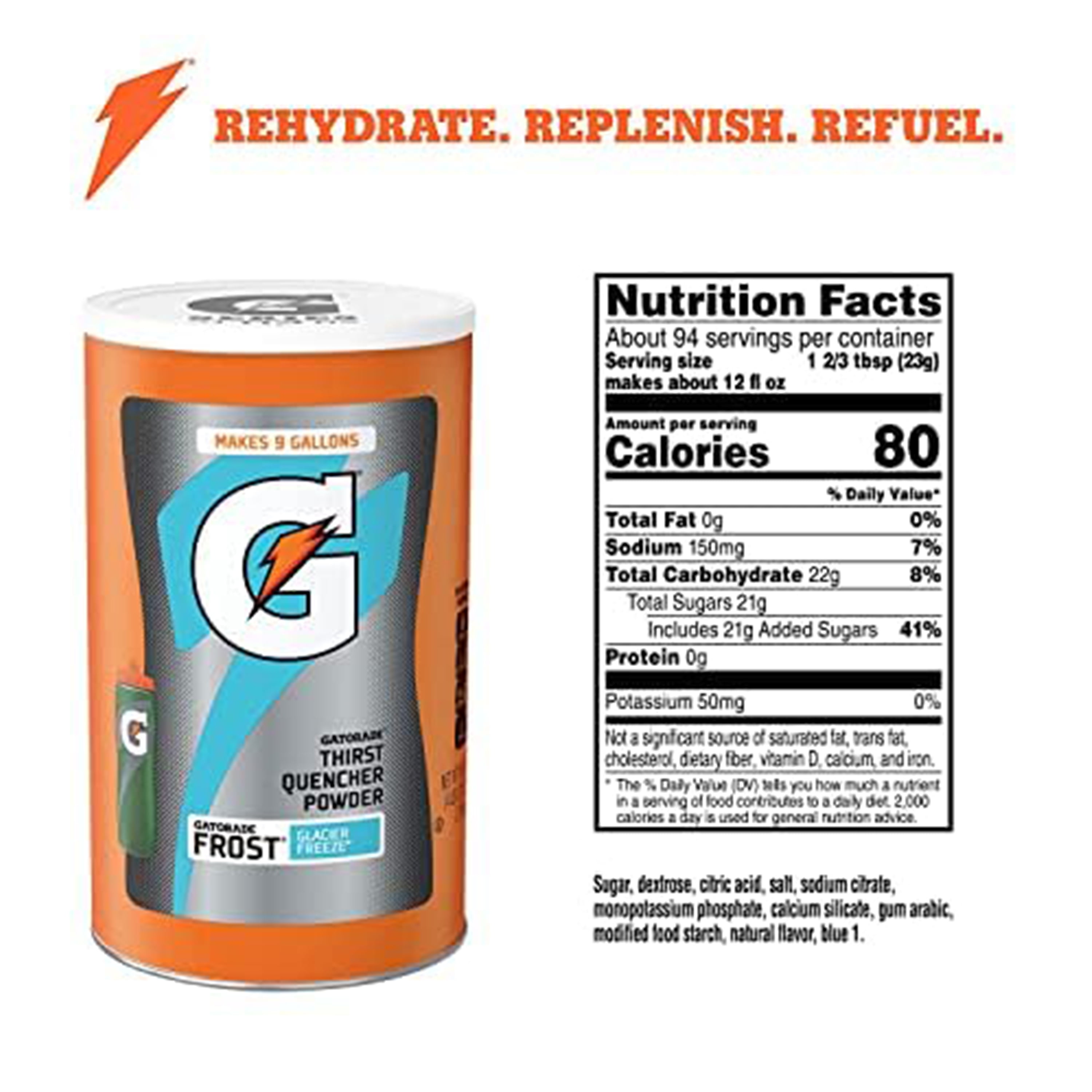 Gatorade Thirst Quencher Glacier Freeze Sports Drink Mix Powder, 76.5 oz Canister