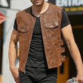thumbnail image 7 of Men's Casual Fashion Solid Color Zipper Vest with Multiple Pockets, Motorcycle Rider Vest, Lightweight Layering Piece for Fall Winter Outdoor Riding and Daily Streetwear,Brown,L, 7 of 7