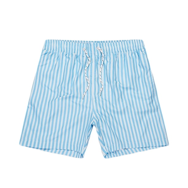 Mens Pantalones Casuales Raya Impresión Cordón Cortos de Cintura Elástica, Pantalones de Cintura Elástica para Hombre