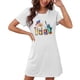 thumbnail image 4 of Camisón corto de talla grande para mujer, camisón de manga corta con estampado de pecho a la moda, camisón para mujer, 4 of 7