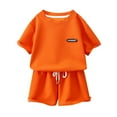 thumbnail image 1 of Zpanxa Ensembles Courts pour Filles Texture Gaufrée Col Rond T-Shirt à Manches Courtes et Shorts Amples Ensemble Décontracté 2 Pcs 5 Ans, 1 of 3