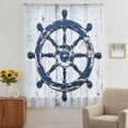 thumbnail image 3 of Navy Blue Coastal Sheer Curtains 54 Inches Long, Nautical Summer Rudder Vintage Light Filering Curtains, Breathable Simi Curtain Privacy Drapes for Kitchen Bathroom Lightweight Small Window Treatment, 3 of 9