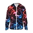 thumbnail image 1 of Fotbe Red And Blue Lightning Chaqueta con Protección Solar UPF 50+ para Hombre y Mujer, Camisa con Capucha y Bolsillos-Large, 1 of 7