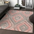 thumbnail image 5 of Well Woven Moira Pink Geometric Trellis Thick Soft Plush 3D Textured Shag Area Rug 8x10 (7'10" x 9'10"), 5 of 7
