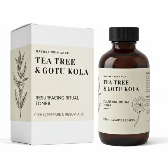 Nature Skin Shop Tea Tree & Cica Clarifying Toner, Visibly Refines Pores & Soothes Blemish-Prone Skin, with Gotu Kola, 4 Ounces