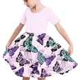 thumbnail image 4 of LOVZFMLL Robe Mignonne à Manches Courtes pour Tout-Petits Enfants Imprimé Épissure Extensible Robe Trapèze, 4 of 4