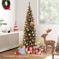 thumbnail image 3 of Topbuy 6FT Artificial Christmas Tree Pre-lit Pencil Xmas Tree with 390 Branch Tips 180 Warm White LED Lights, 3 of 10