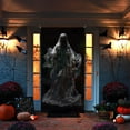 thumbnail image 5 of Halloween Decorations Door Cover, Large Scary Creepy Door Banner Bathroom Porch Door Backdrop House Halloween Party Decoration, 35*71 In Black, 5 of 8