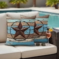 thumbnail image 4 of Texas Star Outdoor Waterproof Pillow Covers, Blue Brown Stars Retro Wooden Country Vintage Decorative Square Throw Pillowcase Sofa Cushion Sham for Patio/Couch/Chair, 24"x24" 2 Pack, 4 of 8