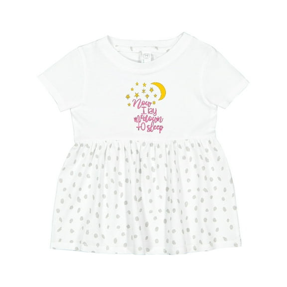 Inktastic Now I Lay Me Down to Sleep in Pink with Moon and Stars Girls Baby Dress