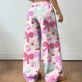 thumbnail image 7 of Hearthz Women's Pajamas Pants Drawstring Wide Leg Valentine's Day Bowknot Womens Lounge Pants Baggy Soft Comfy Lightweight Sleep Pants for Women Soft, 7 of 7