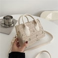 thumbnail image 1 of Zhuge Bolso de hombro tejido para mujer, bolso de mano tejido, bolso de mano tejido elegante para playa de verano, bolsos de hombro de 6,29 x 3,14 x 5,31 pulgadas (blanco E), 1 of 5