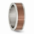 thumbnail image 4 of Stainless Steel 8mm Brown IP-plated Brushed & Polished Band Size: 13; for Adults and Teens; for Women and Men, 4 of 6