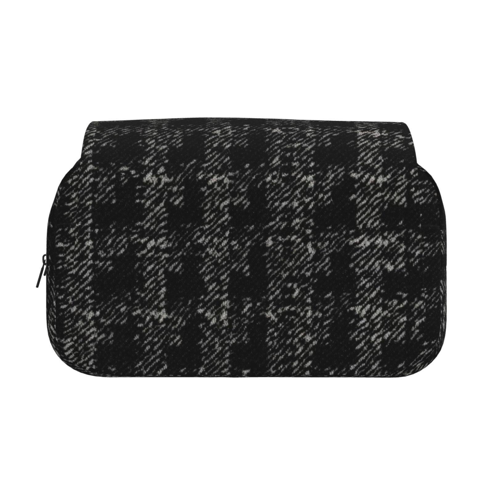 Large-Capacity Flip-Top Double-Layer Pencil Case, Multi-Functional Pocket Pen Case, Durable Stationery Organizer Black Houndstooth Vintage Texture_2