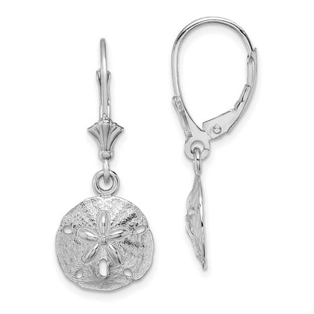 Auriga Fine Jewelry 10K White Gold 11.6mm Sand Dollar Leverback Dangle Earrings for Women