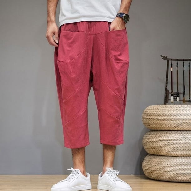WILLBEST Mono Corto de Verano para Hombre, con Bolsillos y Color Liso
