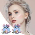 thumbnail image 2 of Easter Egg Plastic Ear Studs Resurrected Rabbit Earrings Stainless Steel Ear Pins Resin Ear Clips, 2 of 9