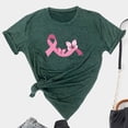 thumbnail image 2 of IROINNID Deals Breast Cancer T-Shirt for Women Pink Ribbon Casual Summer Loose Print Round-Neck T-Shirt Short Sleeve Blouse,Green, 2 of 5