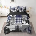 thumbnail image 2 of Homewish Wild Bear Deer 7pcs Bedding Comforter Set,Rustic Annual Rings Queen Bedding Sets,Gray Black Queen Sheet Sets For Boys Kids,Luxury Bedroom Decor Reversible, 2 of 8