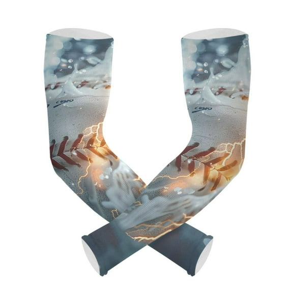 ALAZA Fire Baseball Water UV Sun Protection Arm Sleeves UPF 50 Compression Cooling Sleeve 1 Pair
