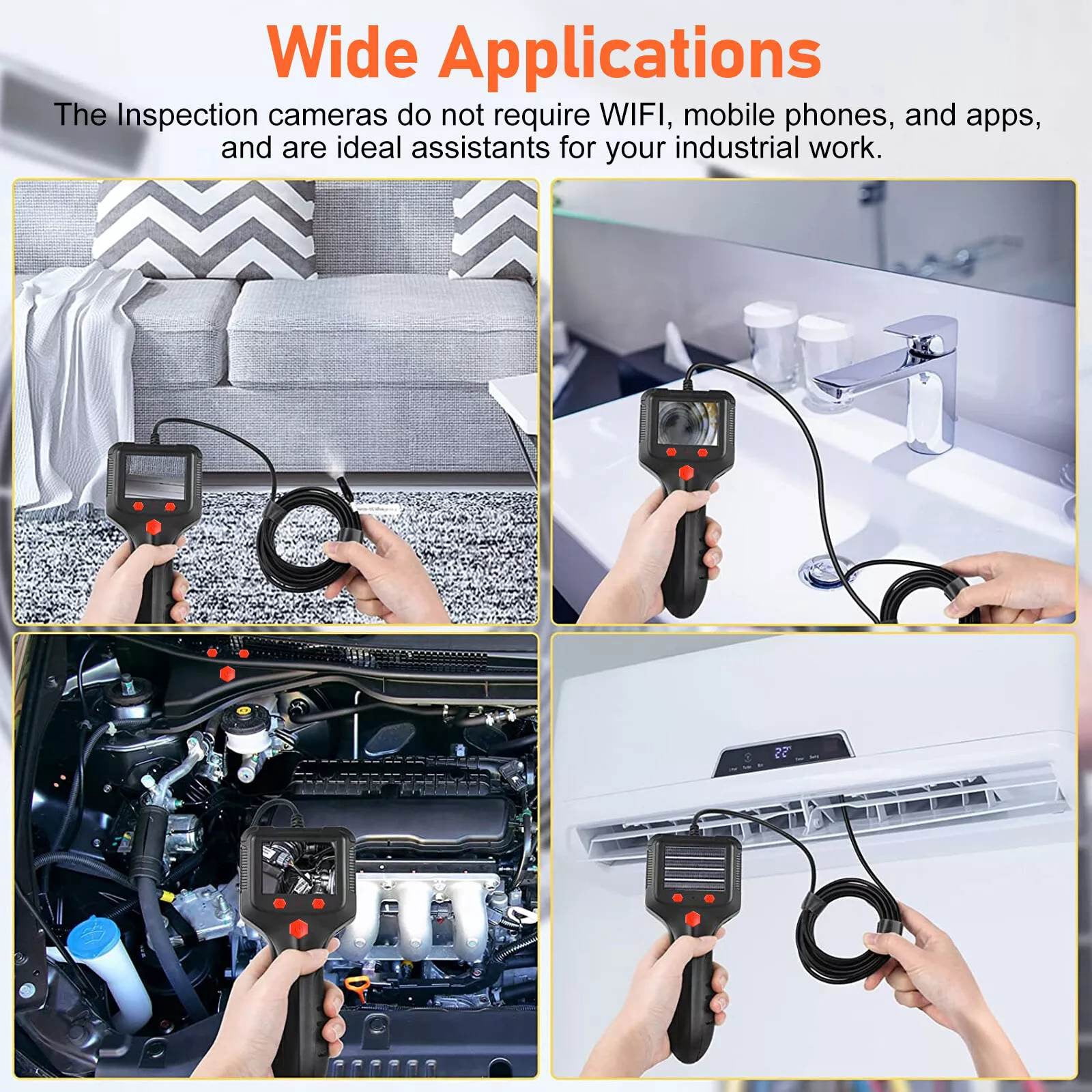1080P HD LED Handheld Industrial Endoscope 8mm Borescope Inspection Snake CameraTAPDRA Spare Part