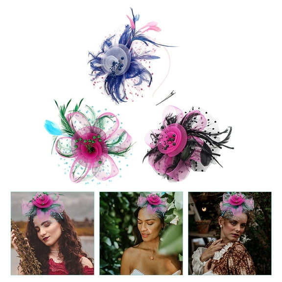 FRCOLOR Fascinator Headband for Women Tea Party Hats in Mesh Fabric Multi Color Fits All Hair