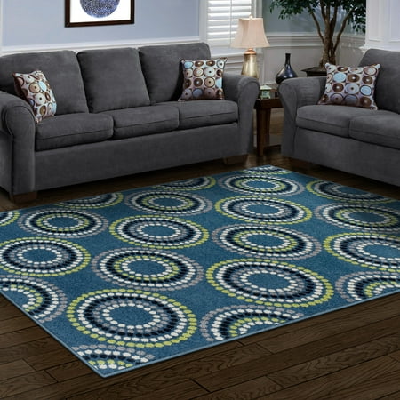 Superior Burgess Collection, 6mm Pile Height with Jute Backing, Quality and Affordable Area Rugs, 2'7" x 8' Blue