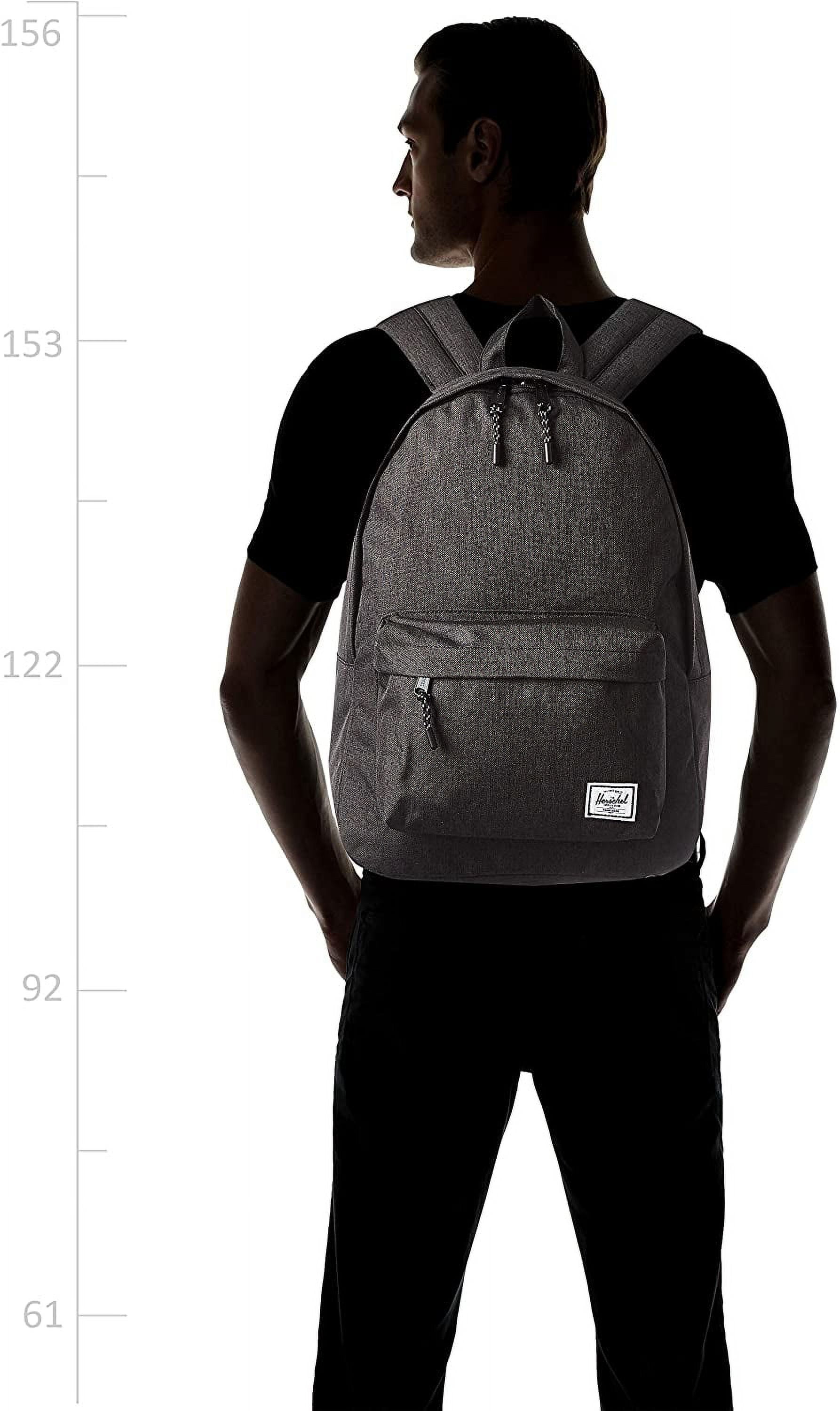 classic backpack mid-volume herschel on someone XL Supply Co. USA Versatile Style for Every Occasion Elevate your style with the Herschel Unisex Backpack Herschel Classic Black Crosshatch Herschel