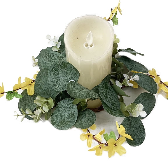 Acahhotxx Greenery Wreath, 25cm Artificial Wreath For Candlestick Garlands Wreath Candle Rings Wedding Party Christmas Centerpiece Decor - Pineapple Flower