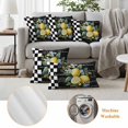 thumbnail image 6 of Summer Lemon Pillow Covers 2 Pack Farm Plant Floral Leaf Black White Plaid Retro Pillowcase Waterproof Outdoor Throw Pillow Cover for Patio Balcony Rectangular Cushion 20”x12”, 6 of 9