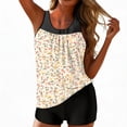thumbnail image 2 of MLQIDK Women Floral Print Tankini Set High Waisted Bikini Top With Crisscross Back Tummy Control Bottom Vintage Swimwear Yellow XL, 2 of 7