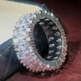 thumbnail image 5 of Double Rowes Water Drop Cz Wedding Party Ring 925 Silver Promise Wedding Jewelry, 5 of 8