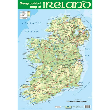Geographic Map of Ireland Poster - 16x24