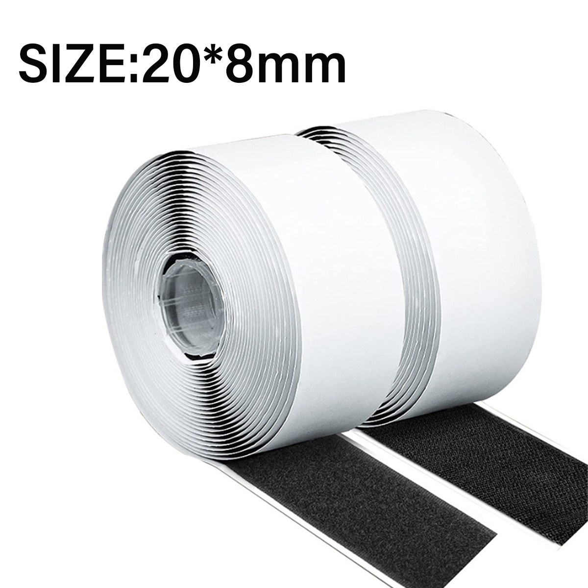 Bande Velcro Extra Forte Autocollante 8 M X 20 Mm + 20 Paires Pastilles - Adhésif Puissant, Pour Fixation Amovible