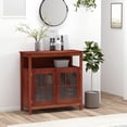 thumbnail image 2 of HOMCOM Kitchen Sideboard Glass Door Storage Cabinet with Adjustable Shelf, Wine Red, 2 of 10