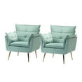 thumbnail image 7 of Tina's Home Accent Chair Set of 2 Tufted Cushion Padded Contemporary Classic Velvet Armchair Home Living Room Sage, 7 of 7